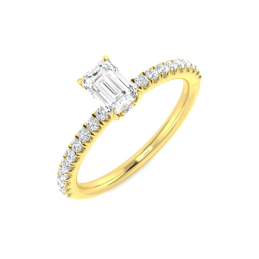 9ct Yellow Gold Emerald Cut Lab Grown Diamond Ring 1