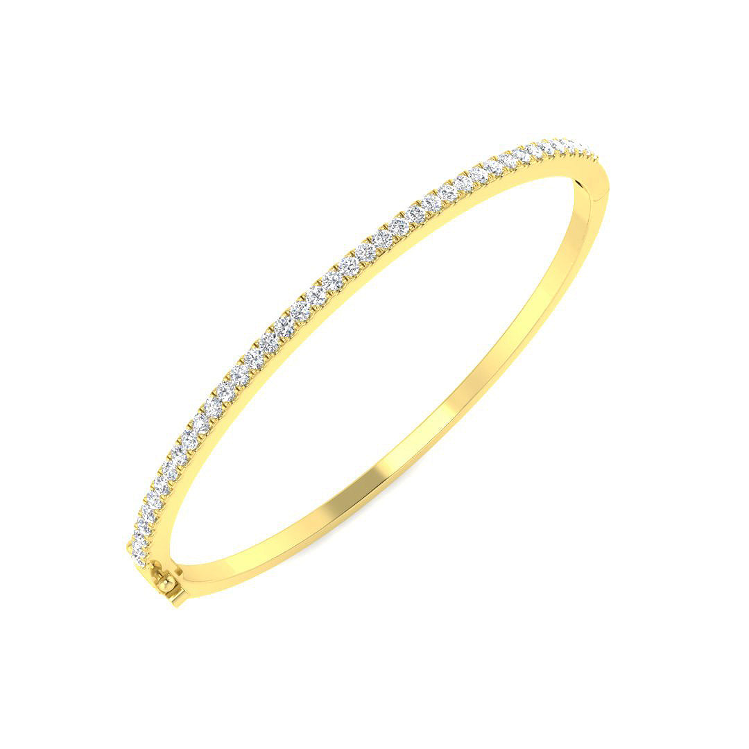 9ct Yellow Gold Round Lab Grown Diamond Bangle 1