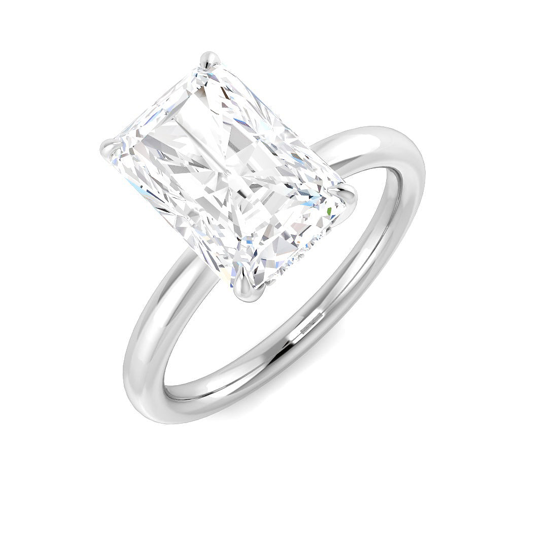 9ct White Gold Radiant Lab Grown Diamond Ring 1