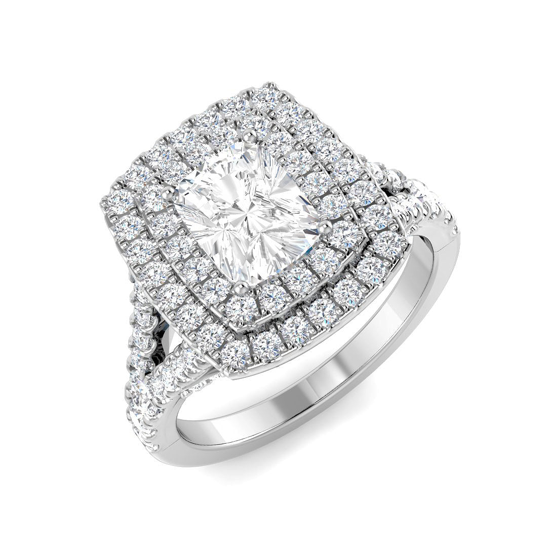 Platinum Cushion Lab Grown Diamond Ring 1