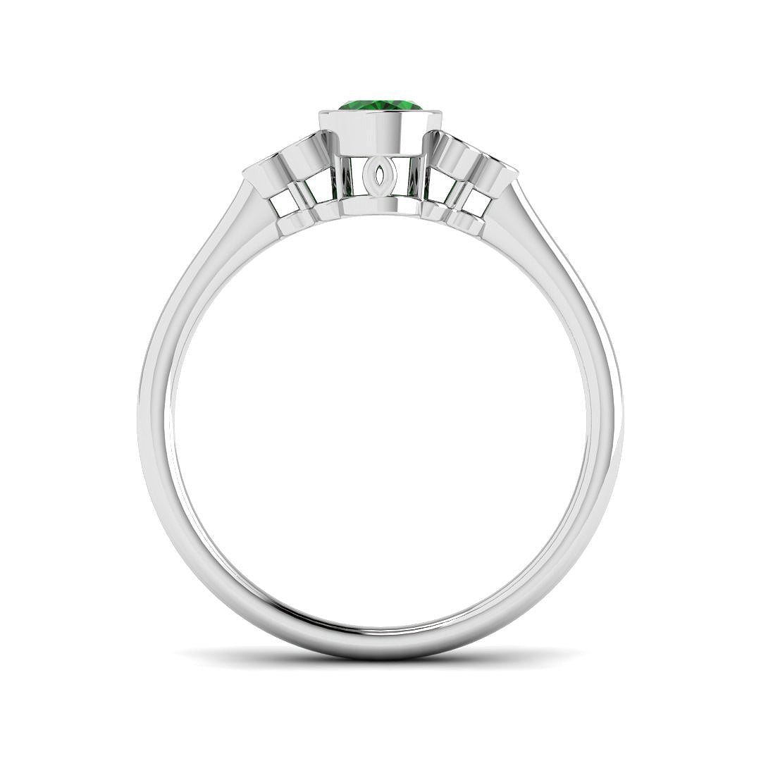 9ct White Gold Oval Emerald and Diamond Ring 2