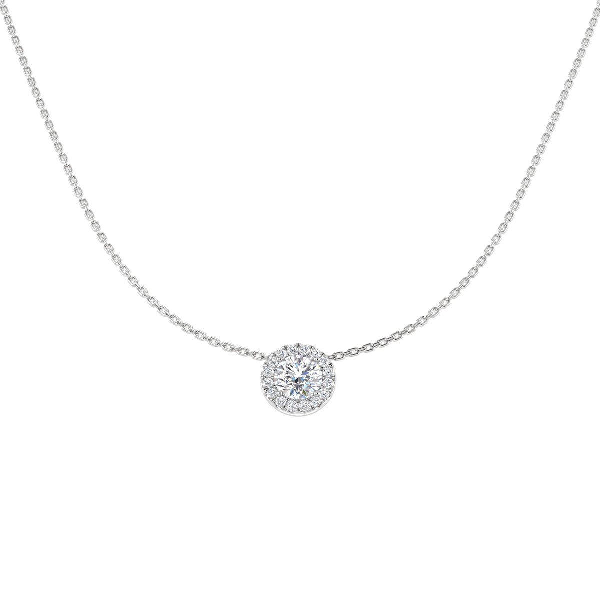 9ct White Gold Round Lab Grown Diamond Necklace 1