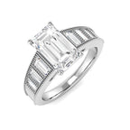 9ct White Gold Baguette and Emerald Cut Lab Grown Diamond Ring 1