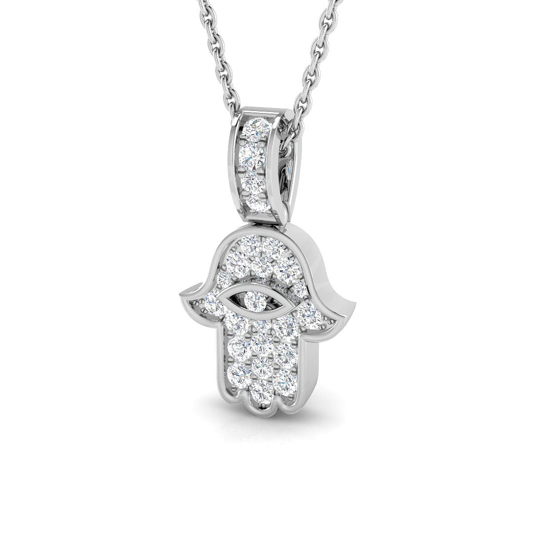 9ct White Gold Round Lab Grown Diamond Pendant 1