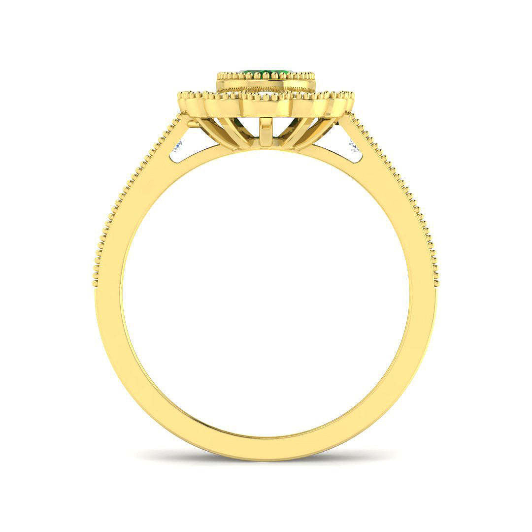 9ct Yellow Gold Oval Emerald and Diamond Ring 2