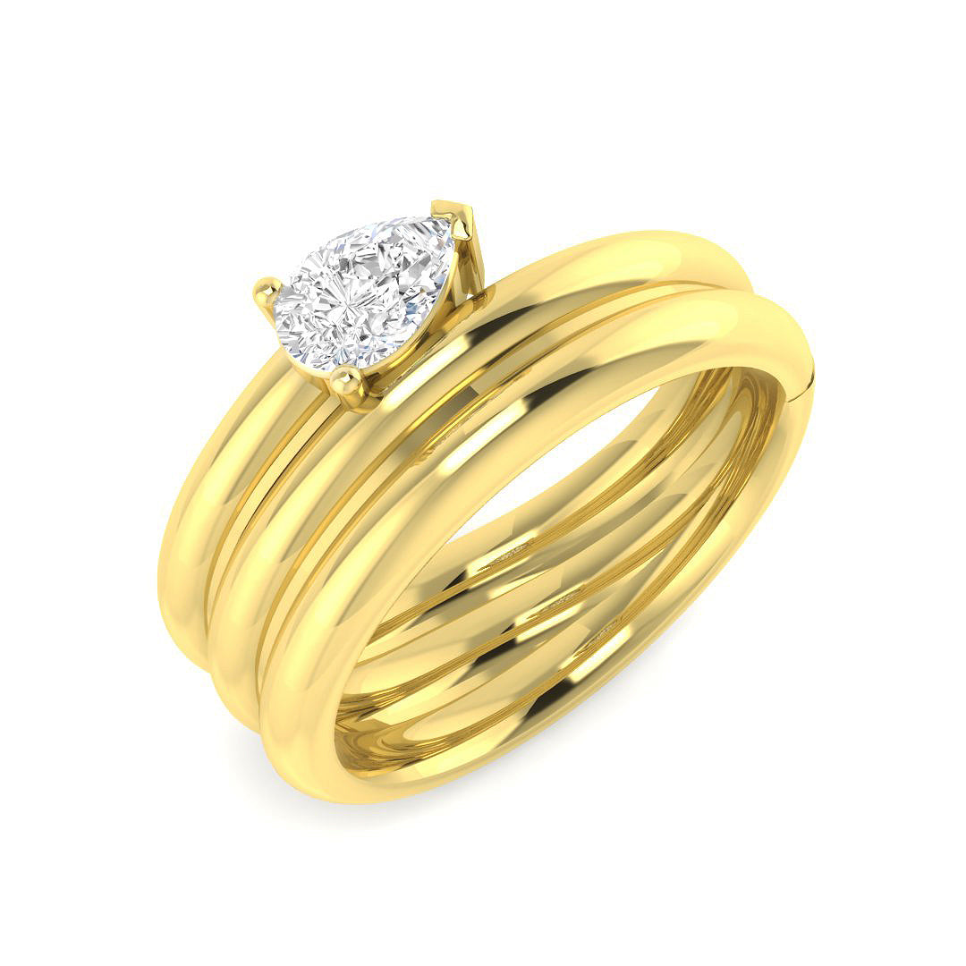 9ct Yellow Gold Pear Lab Grown Diamond Ring 1