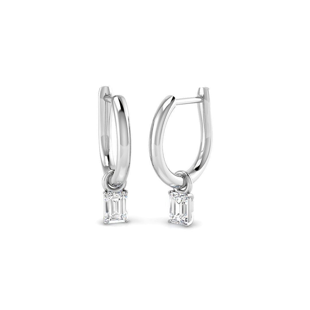 9ct White Gold Emerald Cut Lab Grown Diamond Earrings 1