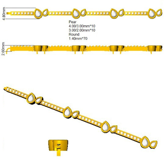 9ct Yellow Gold Pear Lab Grown Diamond Bracelet 2