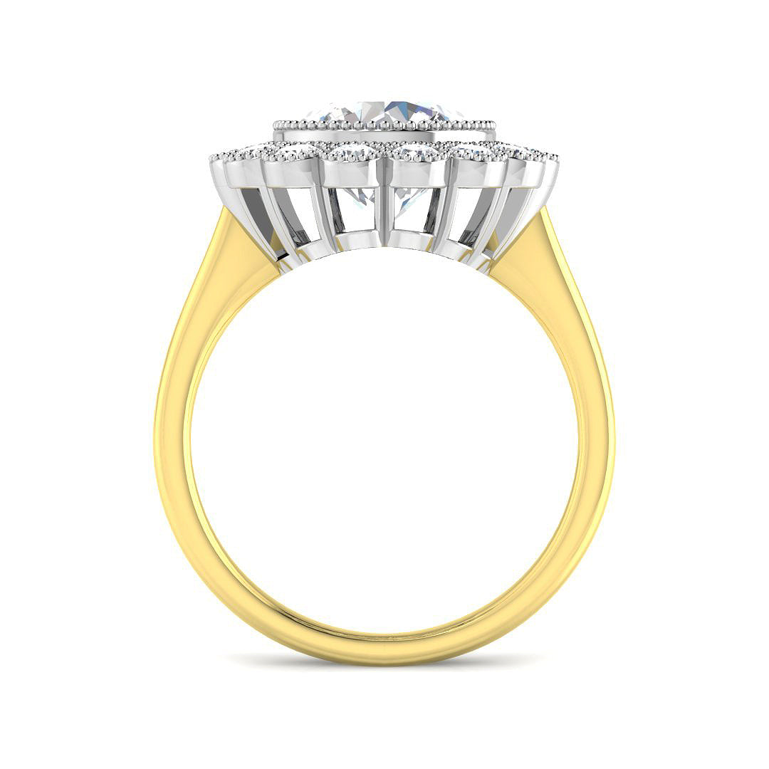 9ct Two Tone Round Cvd Old Cut Ring 2