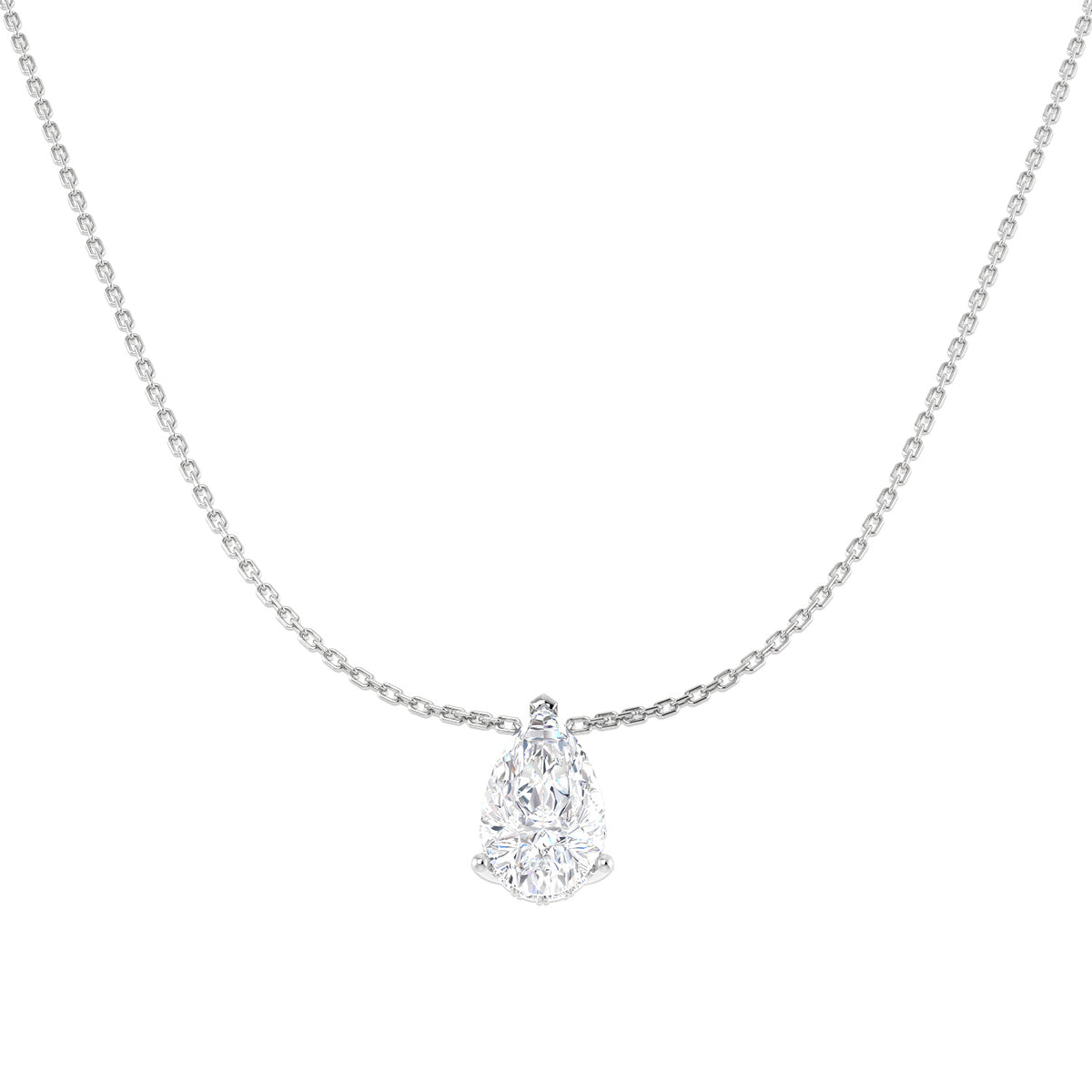 9ct White Gold Pear Lab Grown Diamond Necklace 1
