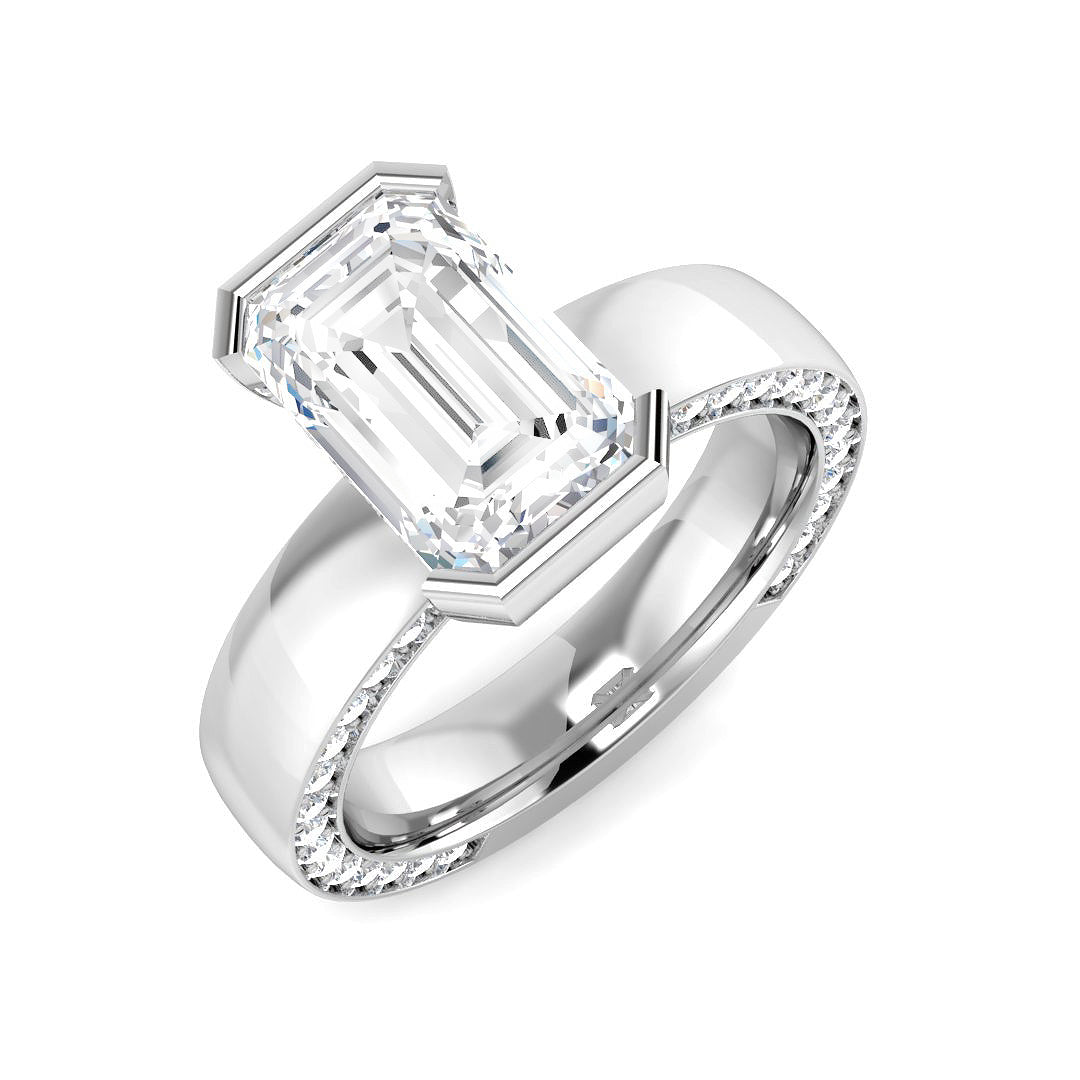 9ct White Gold Emerald Cut Lab Grown Diamond Ring 1