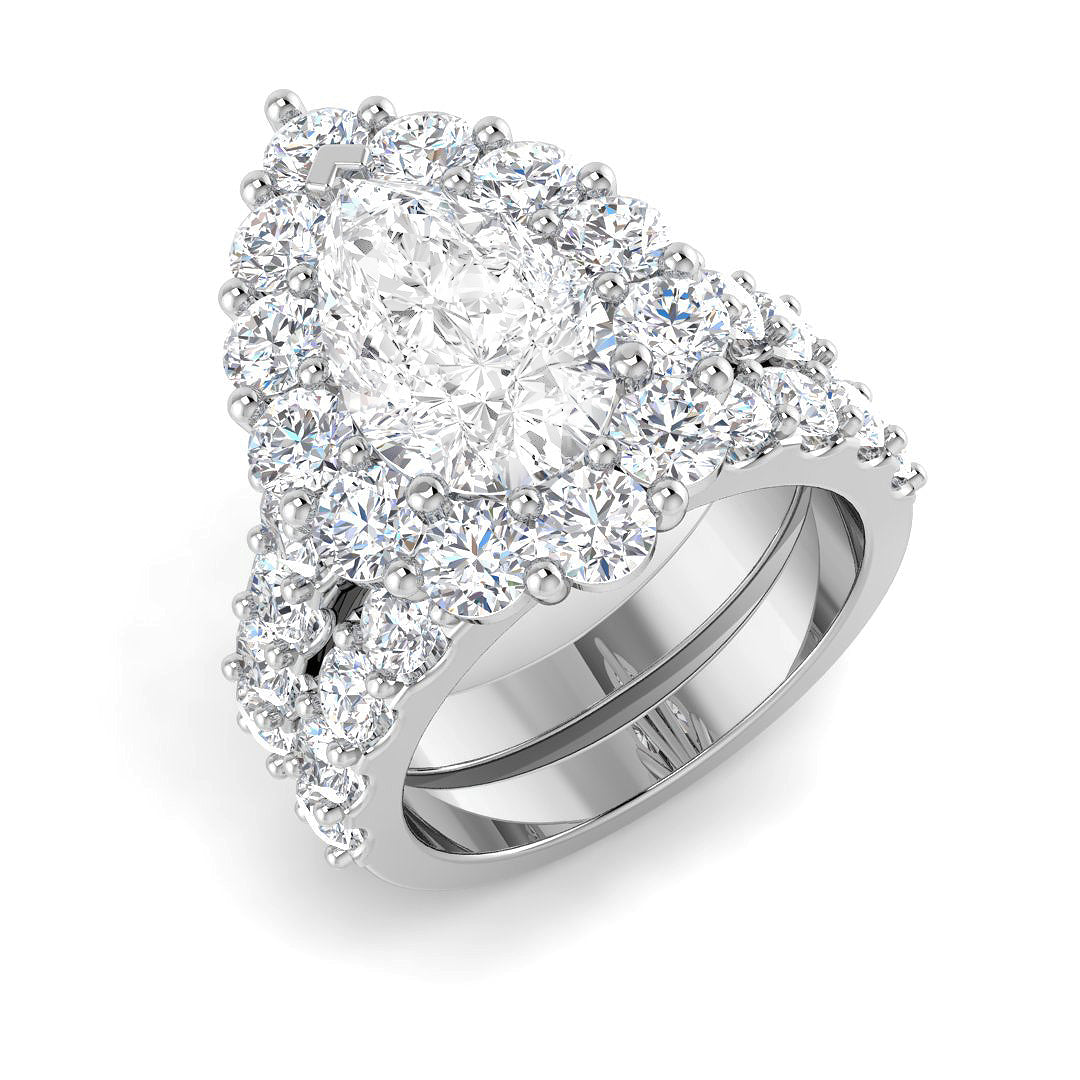 9ct White Gold Pear Lab Grown Diamond Ring 1