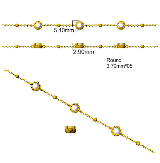 9ct Yellow Gold Round Lab Grown Diamond Bracelet 2