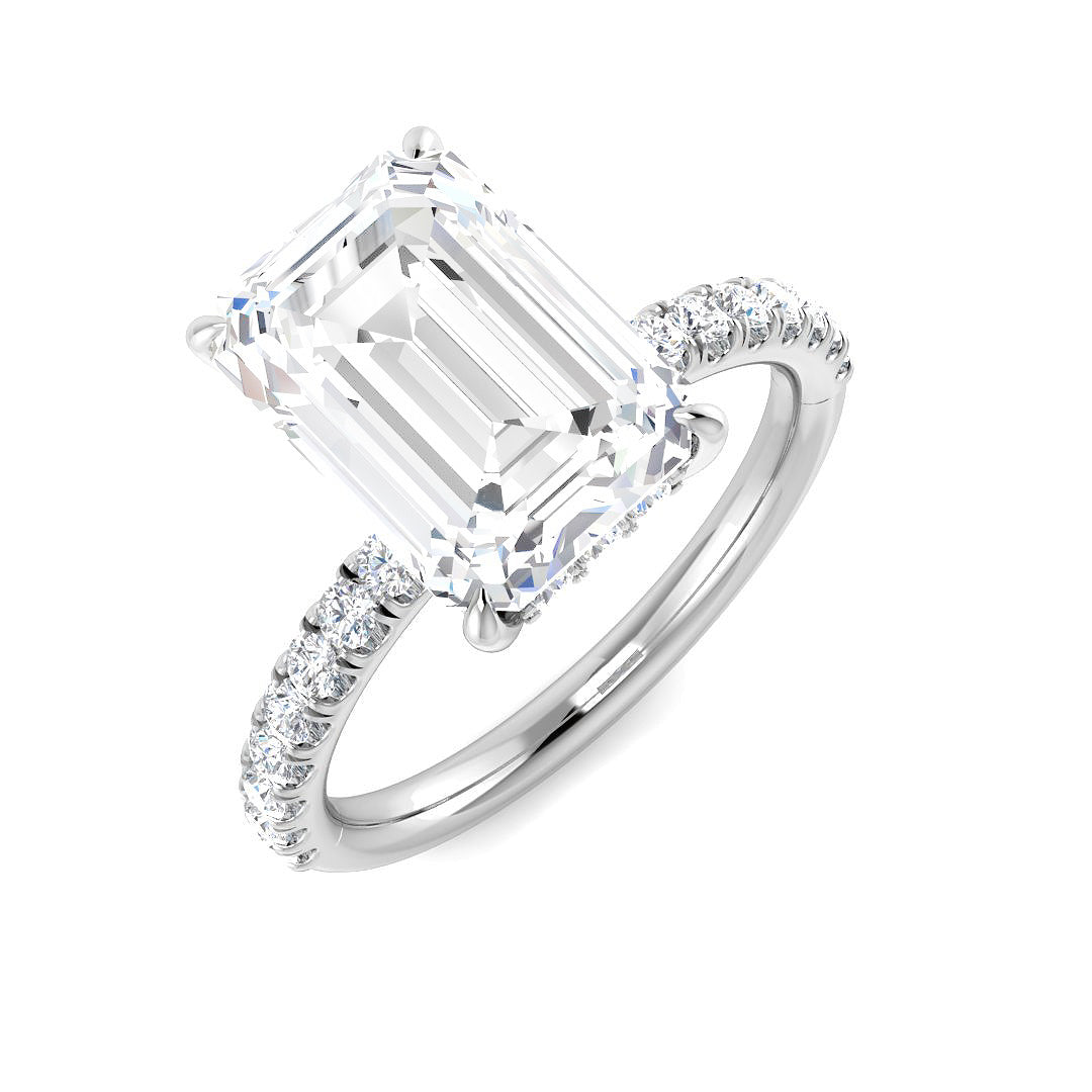 Platinum Emerald Cut Lab Grown Diamond Ring 1