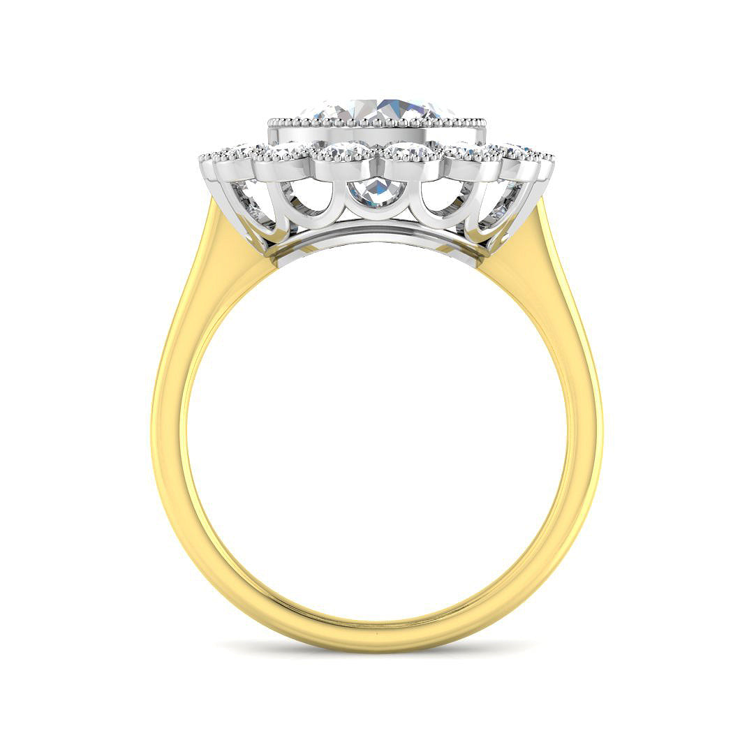 9ct Two Tone Round Cvd Old Cut Ring 2