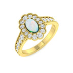 9ct Yellow Gold Oval Opal and Diamond Ring 1
