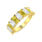 9ct Yellow Gold Emerald Cut Lab Grown Diamond and Lab Yellow Diamond Ring 1
