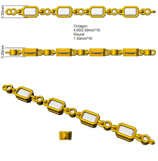 9ct Yellow Gold Emerald Cut Lab Grown Diamond Bracelet 2