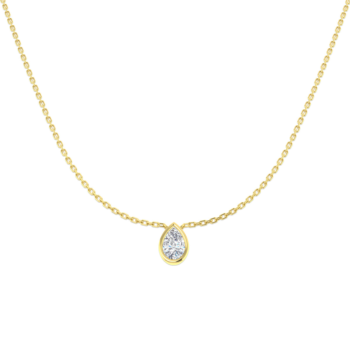 9ct Yellow Gold Pear Lab Grown Diamond Necklace 1