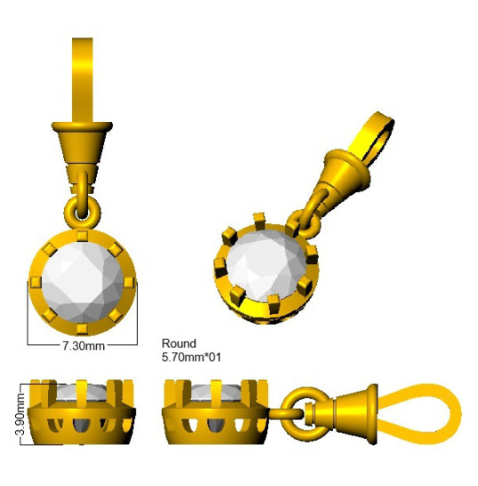 9ct Yellow Gold Round Lab Grown Diamond Pendant 2