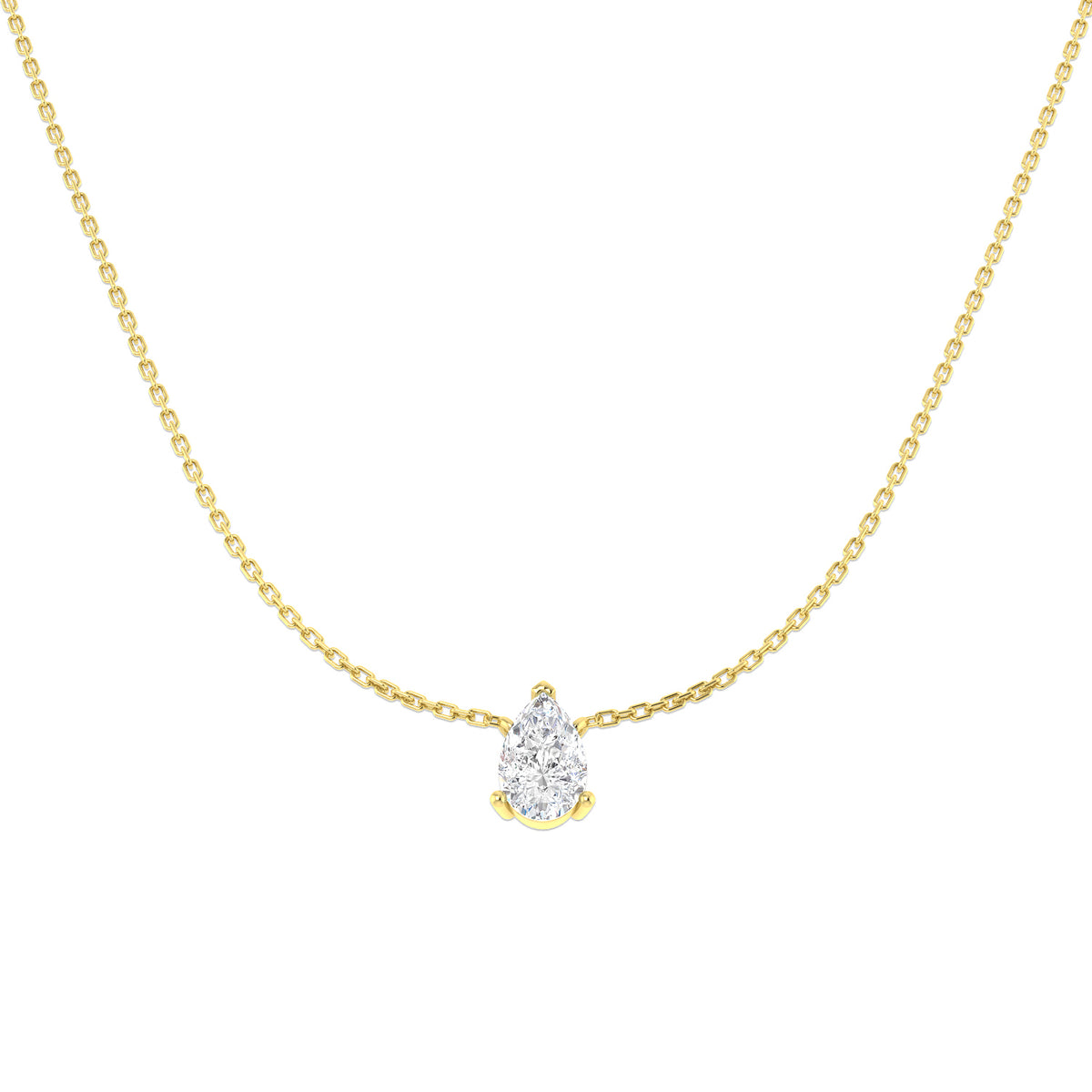9ct Yellow Gold Pear Lab Grown Diamond Necklace 1
