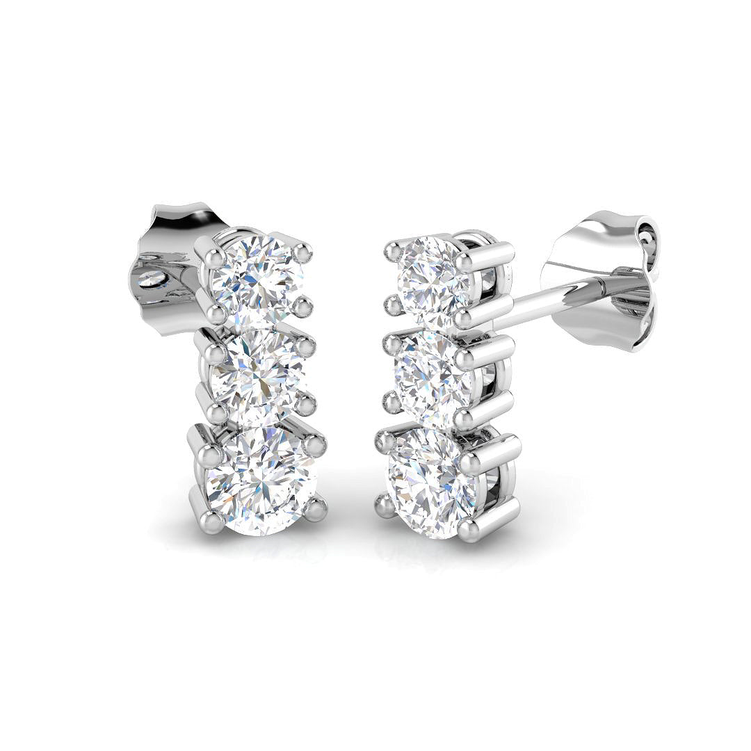 9ct White Gold Round Lab Grown Diamond Earrings 1
