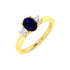 9ct Yellow Gold Oval Blue Sapphire and Diamond Ring 1