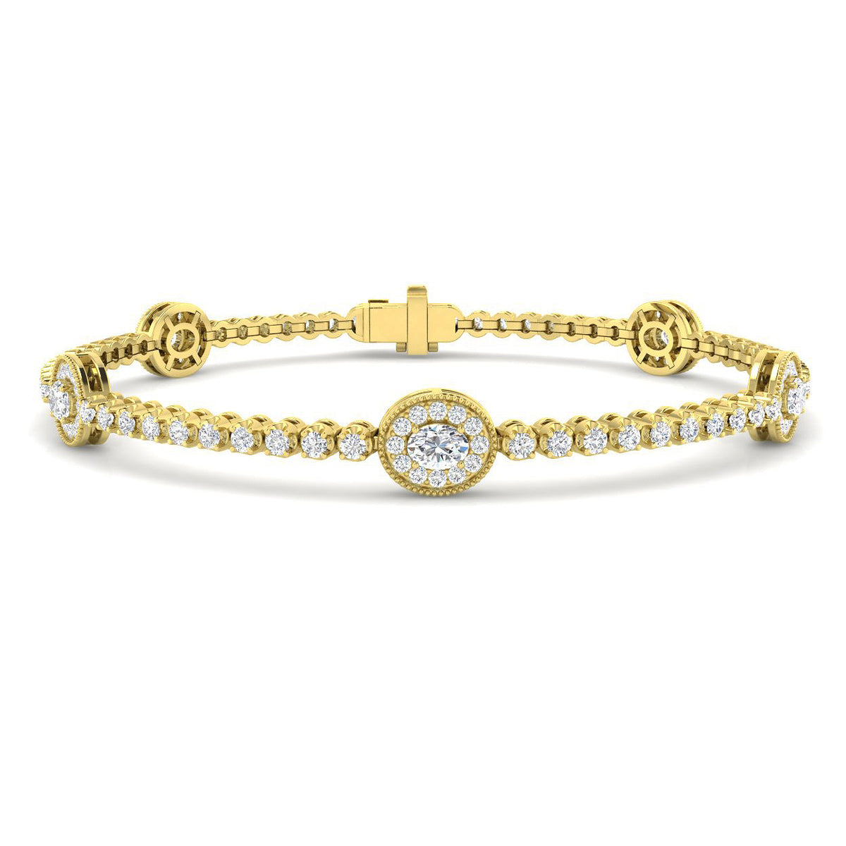 9ct Yellow Gold Oval Lab Grown Diamond Bracelet 1