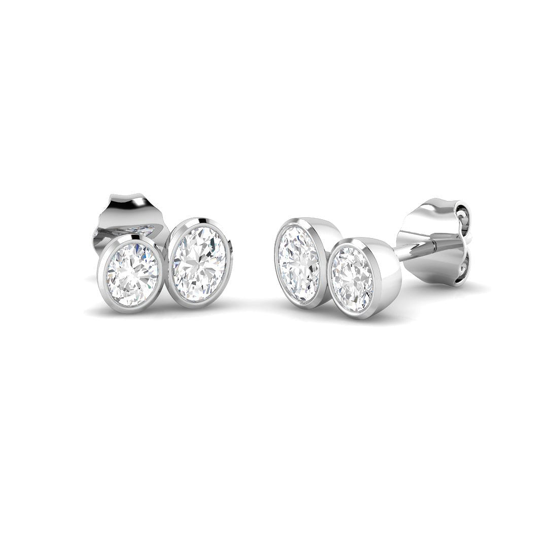 9ct White Gold Oval Lab Grown Diamond Earrings 1