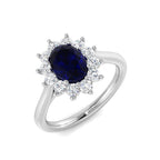 9ct White Gold Oval Blue Sapphire and Diamond Ring 1