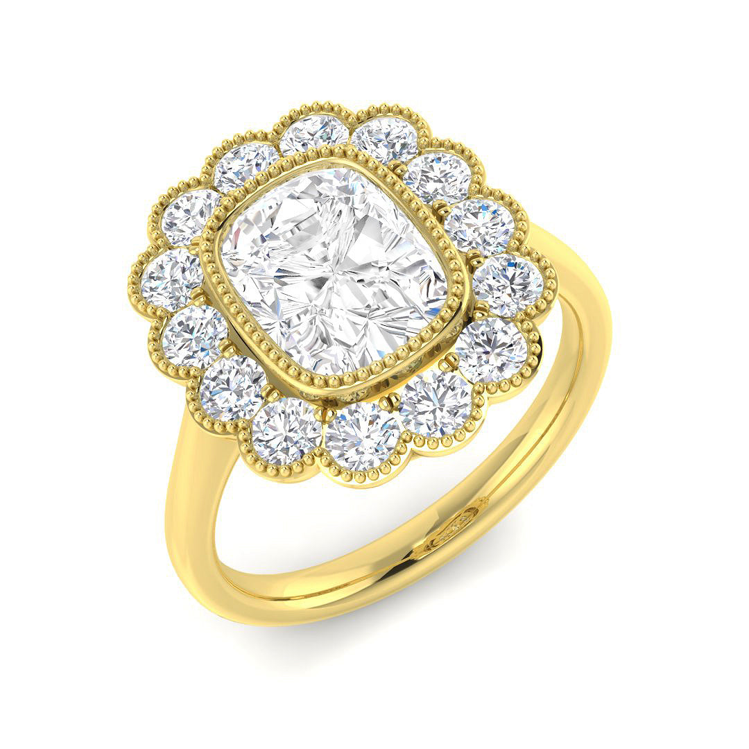 9ct Yellow Gold Cushion Cvd Old Cut Ring 1
