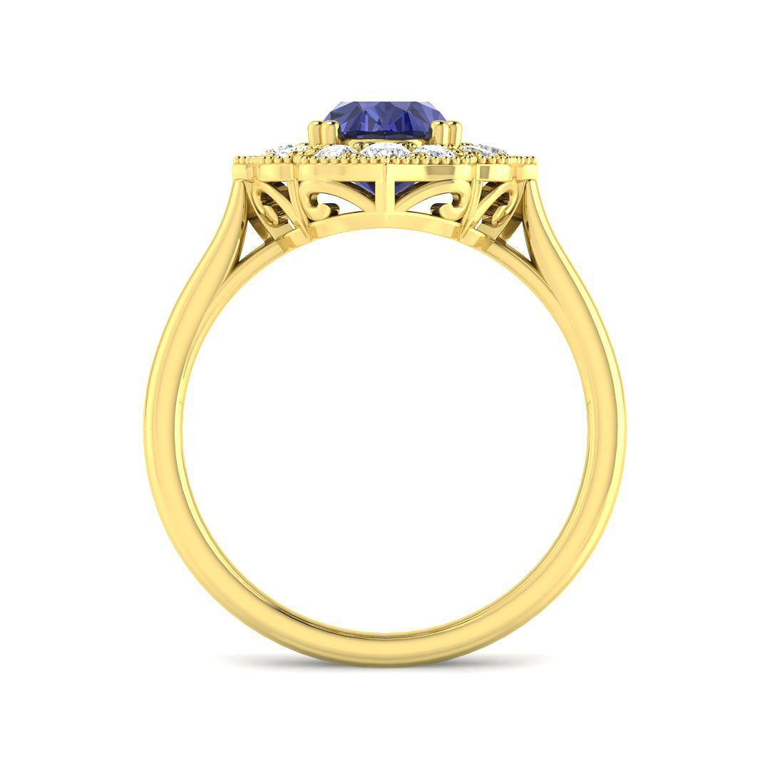 9ct Yellow Gold Oval Tanzanite and Diamond Ring 2