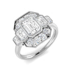 9ct White Gold Emerald Cut Lab Grown Diamond Ring 1