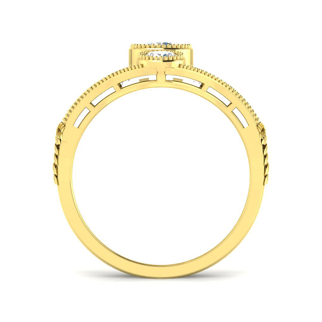 9ct Yellow Gold Round Cvd Old Cut Ring 2