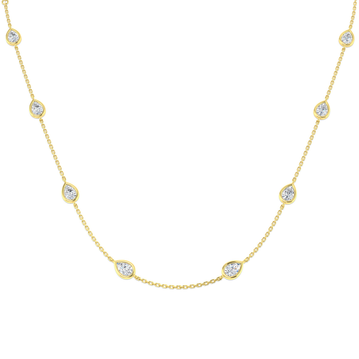 9ct Yellow Gold Pear Lab Grown Diamond Necklace 1
