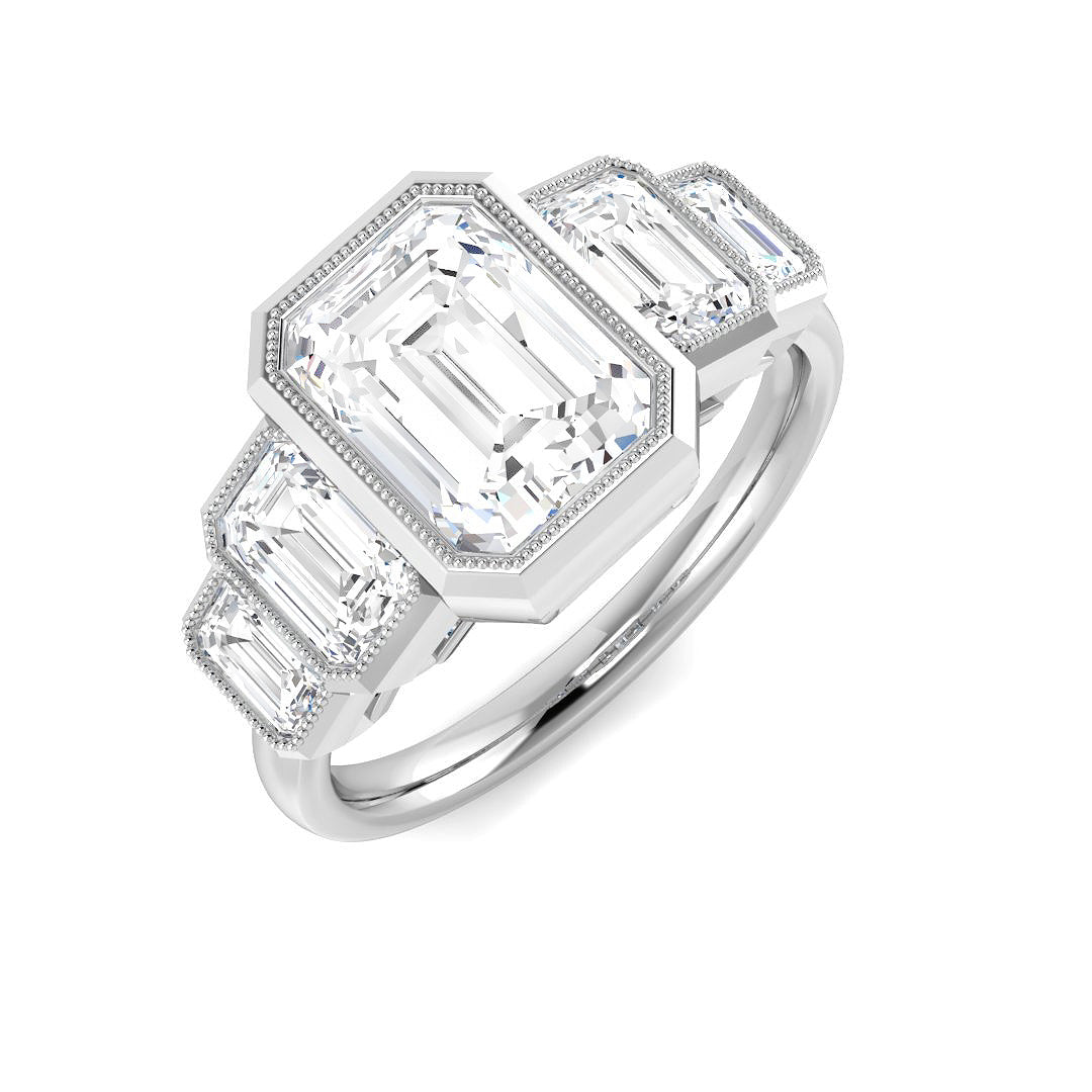 9ct White Gold Emerald Cut Lab Grown Diamond Ring 1