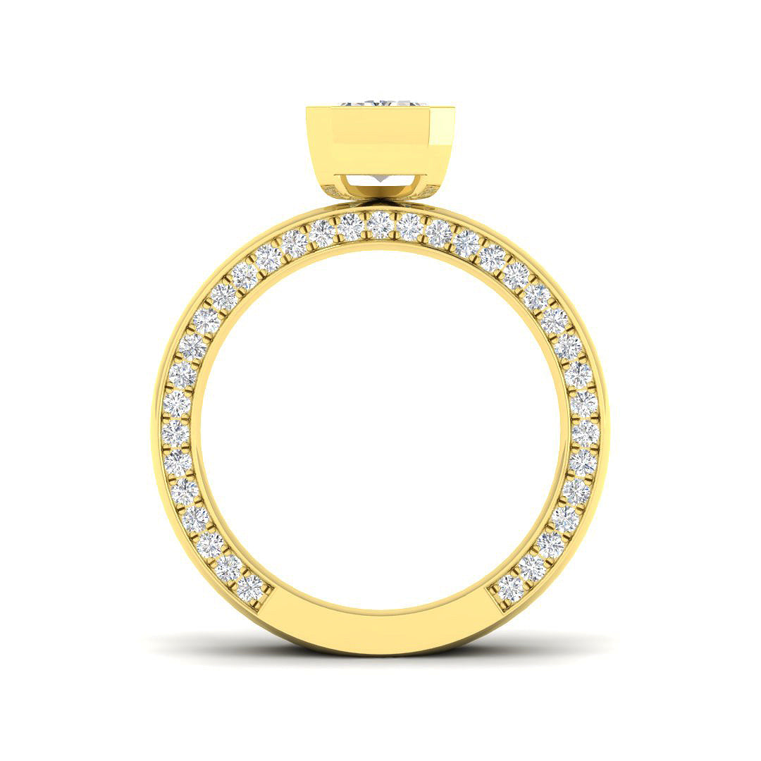 9ct Yellow Gold Emerald Cut Lab Grown Diamond Ring 2