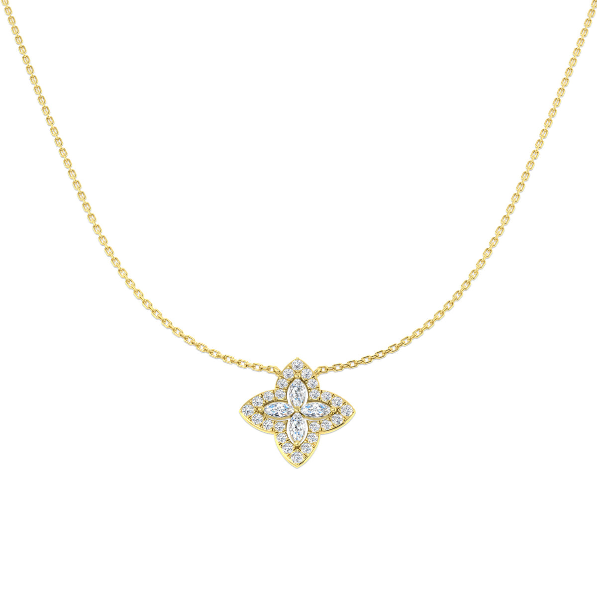 9ct Yellow Gold Marquise Lab Grown Diamond Necklace 1