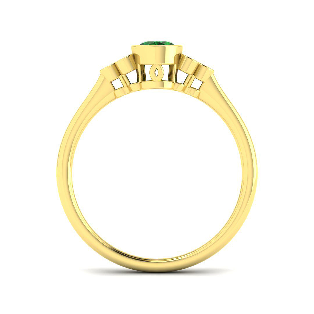 9ct Yellow Gold Oval Emerald and Diamond Ring 2