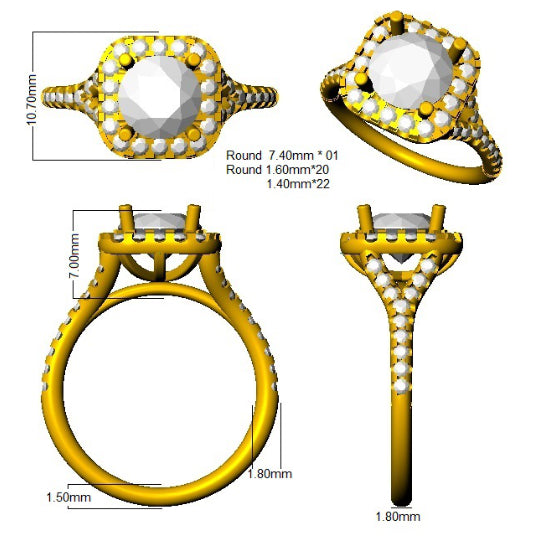 Platinum Round Lab Grown Diamond Ring 2