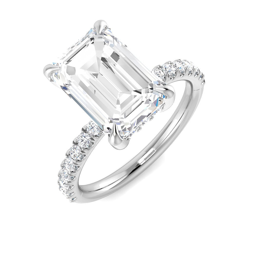 9ct White Gold Emerald Cut Lab Grown Diamond Ring 1
