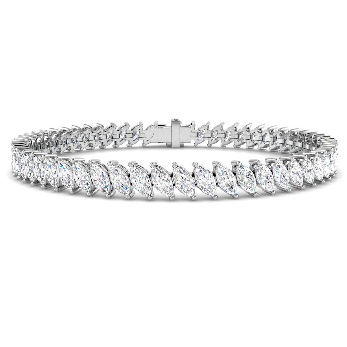 9ct White Gold Marquise Lab Grown Diamond Bracelet 1