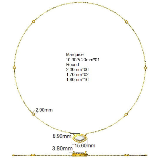 9ct Yellow Gold Marquise Lab Grown Diamond Necklace 2
