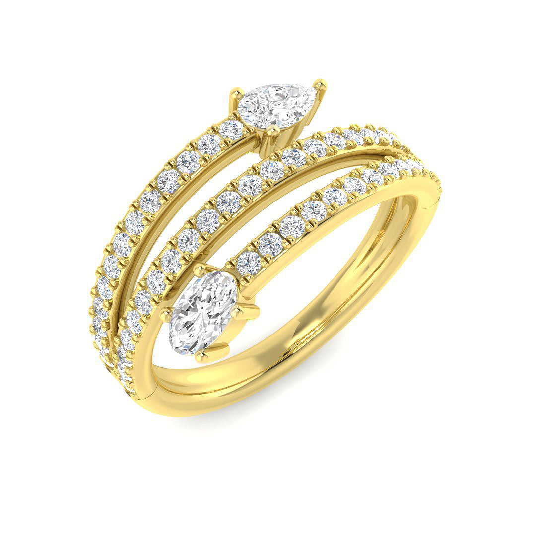 9ct Yellow Gold Oval and Pear Lab Grown Diamond Ring 1