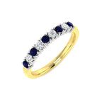 18ct Yellow Gold Round Blue Sapphire and Diamond Ring 1