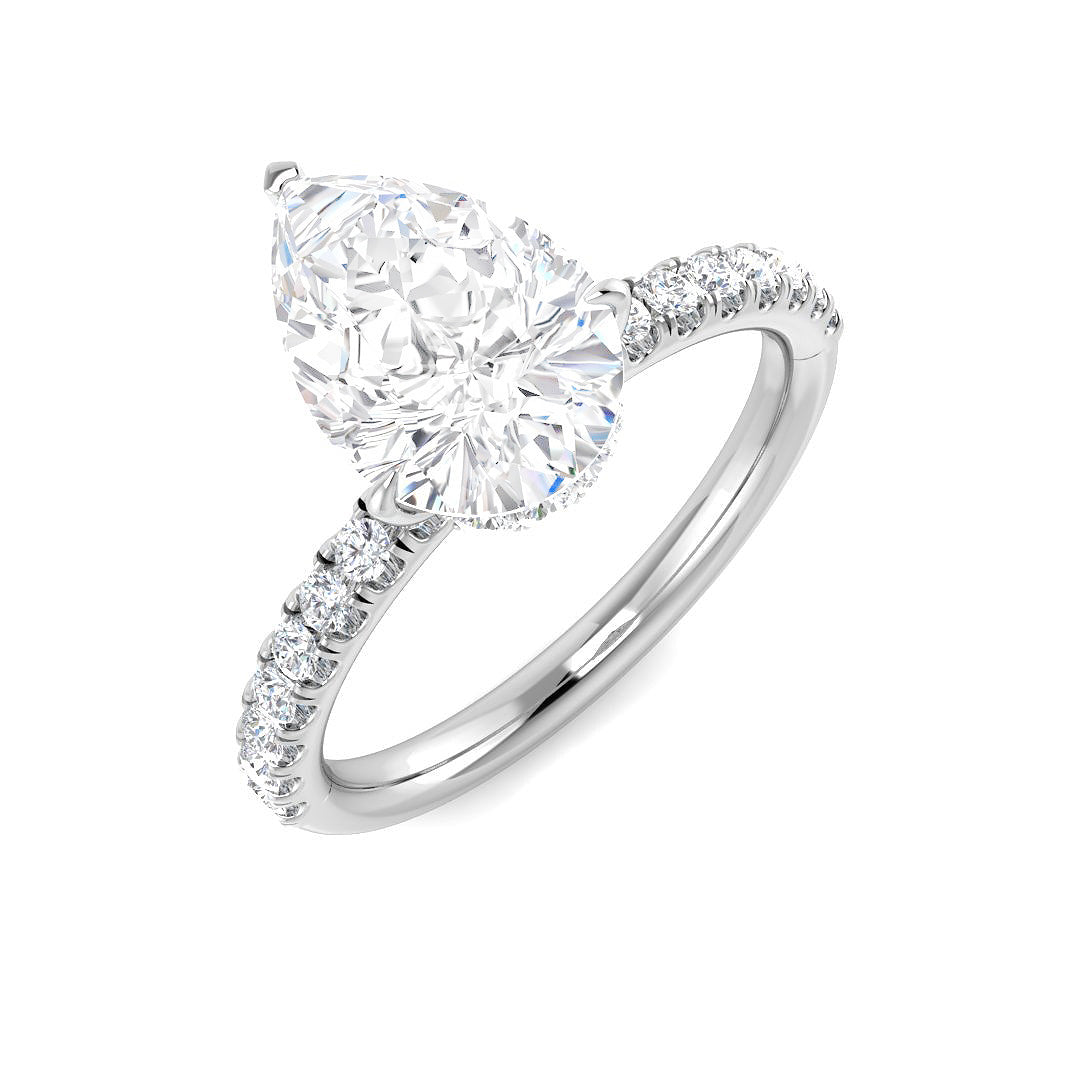 9ct White Gold Pear Lab Grown Diamond Ring 1