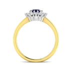 9ct Two Tone Oval Blue Sapphire and Diamond Ring 2