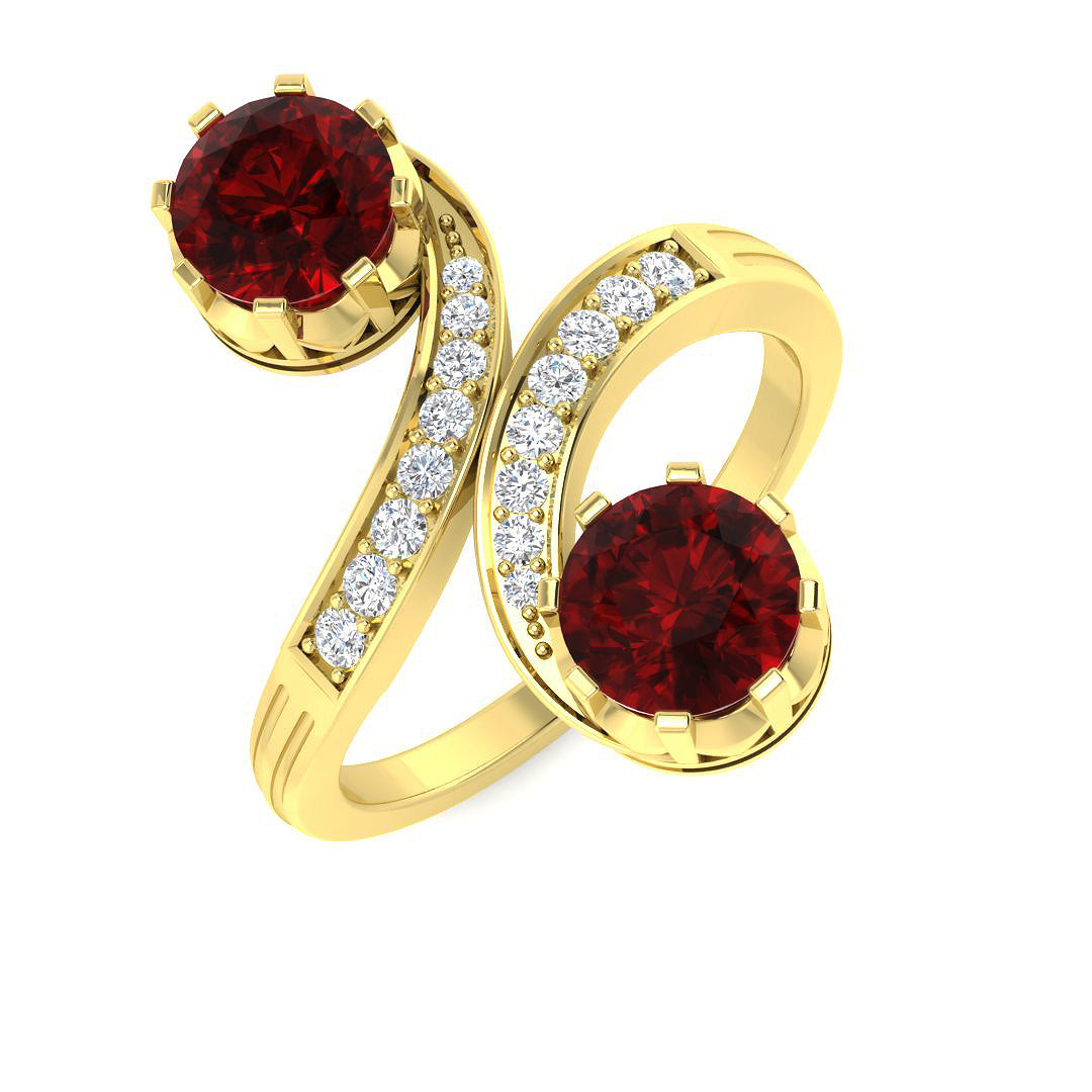 18ct Yellow Gold Round Ruby and Diamond Ring 1