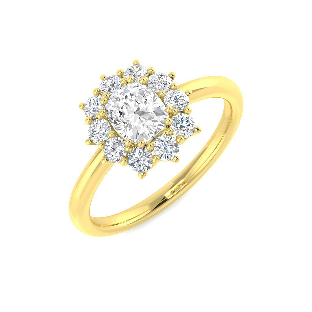 9ct Yellow Gold Cushion Diamond Ring 1