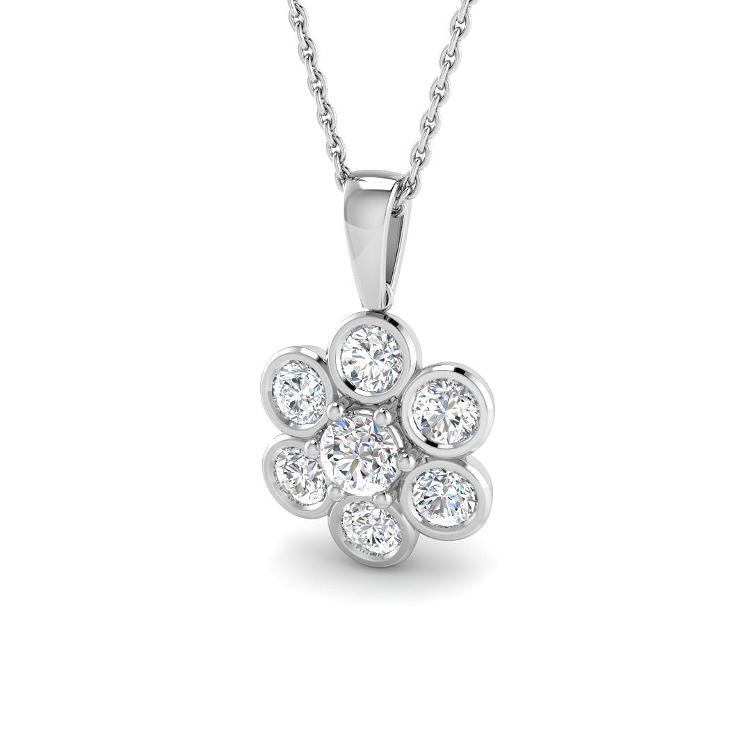 9ct White Gold Round Lab Grown Diamond Pendant 1